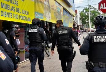 Para combatir el robo a comercio, Policía Estatal y Municipal refuerza la seguridad en el centro de Culiacán