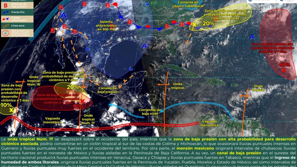 «Dora» y «Eugene», bajo vigilancia la formación de dos huracanes en el Pacífico