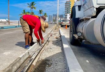 Instalan jardineras por la avenida Del Mar para evitar accidentes en Mazatlán