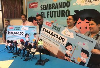 Grupo Panamá entrega cheque con 289 mil pesos a Proeduca para la educación de niños en Sinaloa 