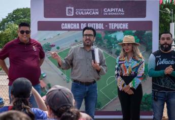 Alcalde de Culiacán inicia construcción de campo de fútbol y entrega canchas de basquetbol en Tepuche