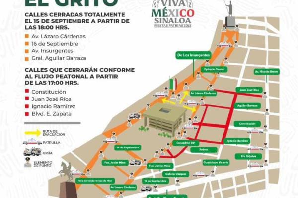 Estas calles cierran hoy por el Grito de Independencia en Culiacán