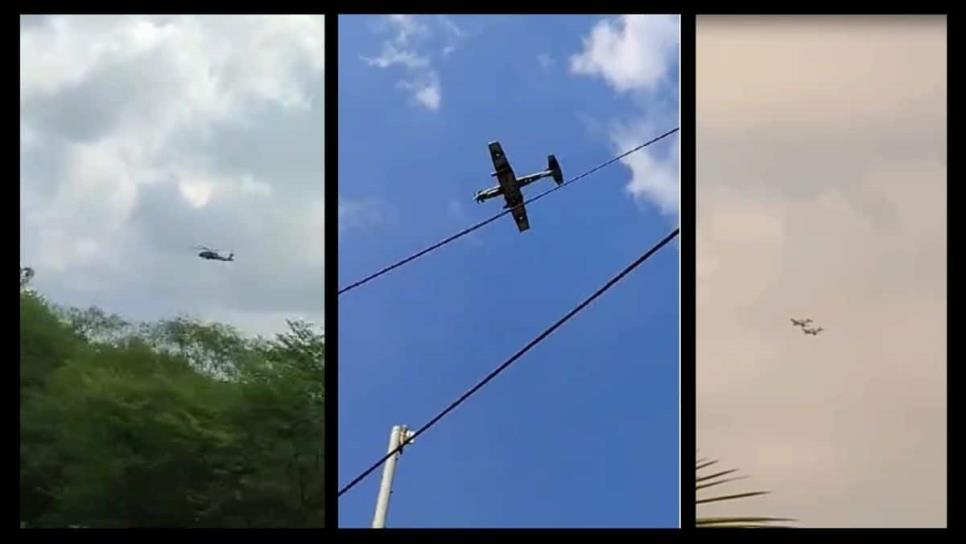 Helicópteros y aviones militares sobrevuelan Badiraguato y Culiacán