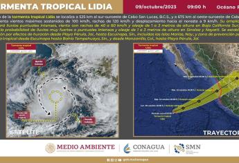 ¿Cuándo «Lidia» se convertirá en huracán categoría 2? 