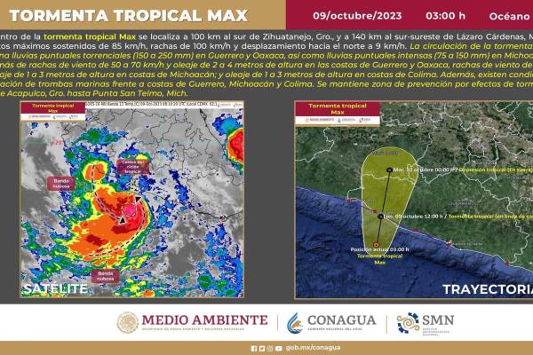 Tormenta tropical «Max» toma fuerza; de momento no representa riesgo para Sinaloa