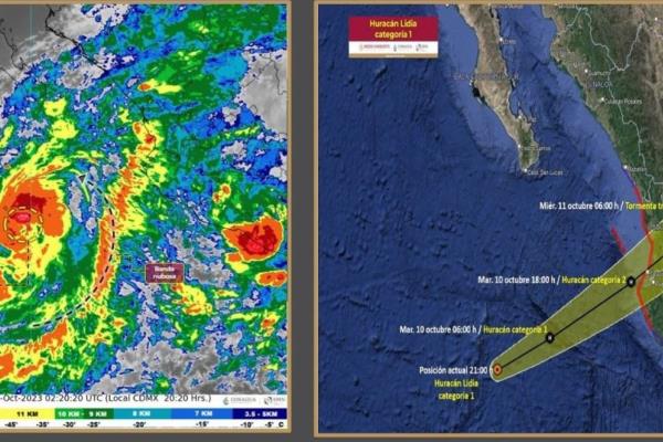 «Lidia» se intensifica a huracán categoría 1; dejará lluvias fuertes en Sinaloa
