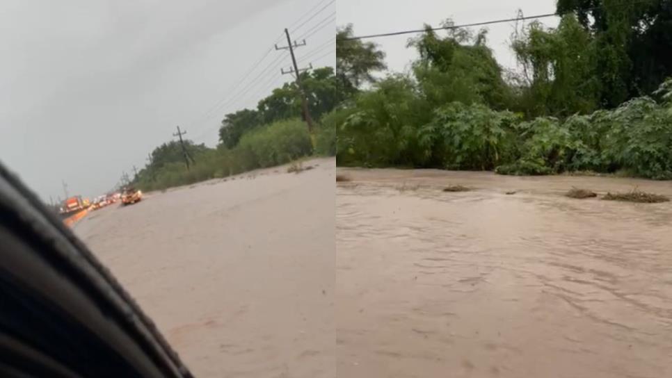 Por huracán «Lidia», se inunda la carretera Culiacán-Eldorado por el desbordamiento del dren Por huracán «Lidia», se inunda la carretera Culiacán-Eldorado por el desbordamiento del dren