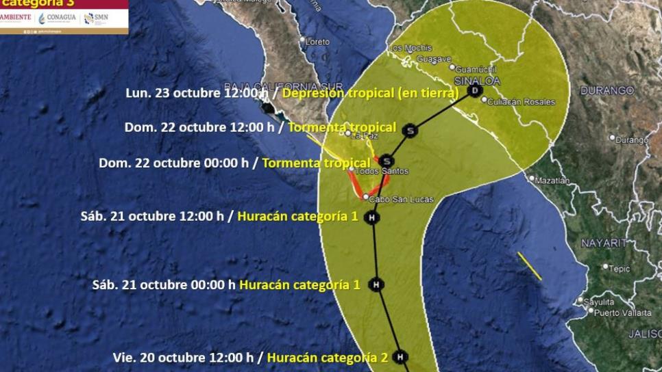 «Norma» continúa en categoría 3; se espera que mañana se debilite a categoría 2