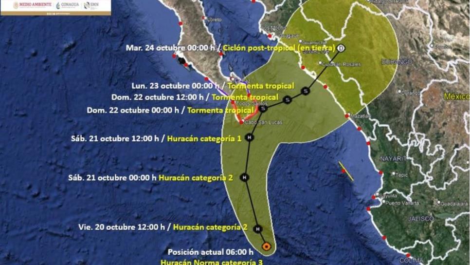 «Norma» se mantiene firme rumbo a Sinaloa; sigue su trayectoria | EN VIVO