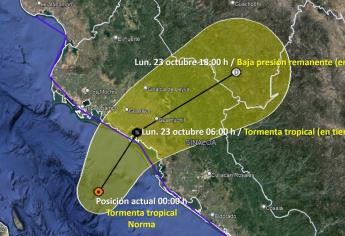 «Norma» se debilita frente a las costas sinaloenses