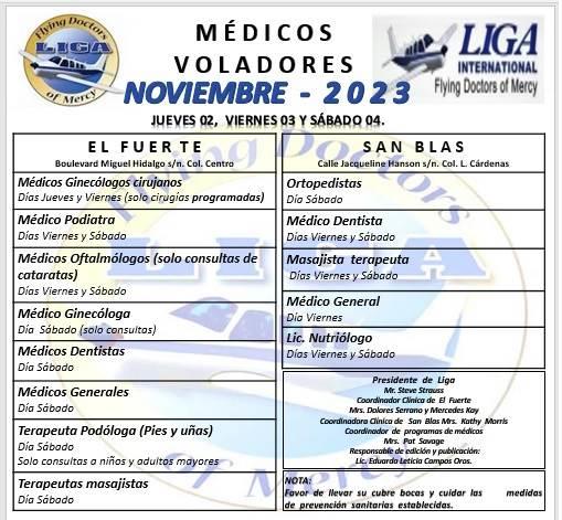 Médicos voladores regresan en noviembre a El Fuerte 