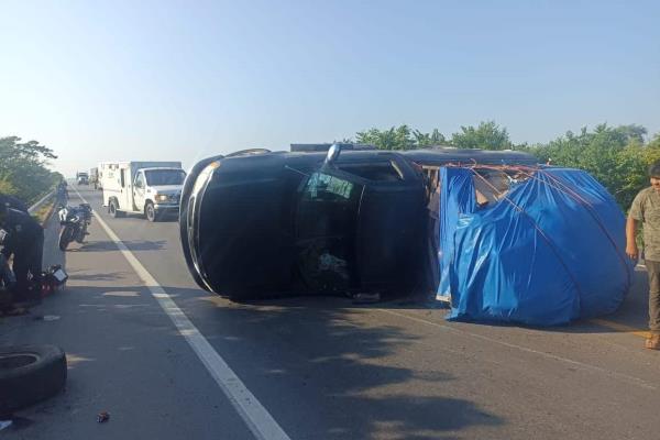 Vuelca camioneta con pinos navideños en Mazatlán