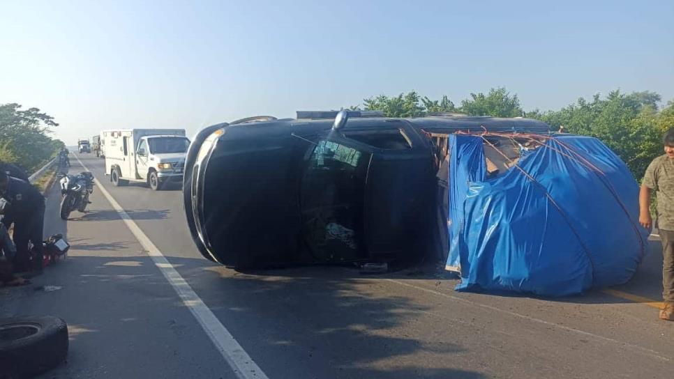 Vuelca camioneta con pinos navideños en Mazatlán