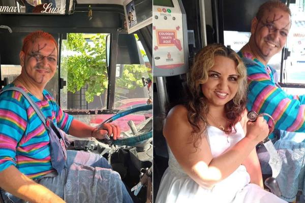 Camionero en Mazatlán se viste de Chucky y se gana el cariño de los pasajeros