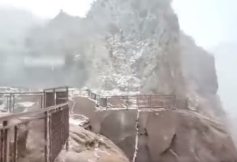 Así luce la Cascada de Basaseachi por tormenta de nieve en la sierra de Chihuahua | VIDEO