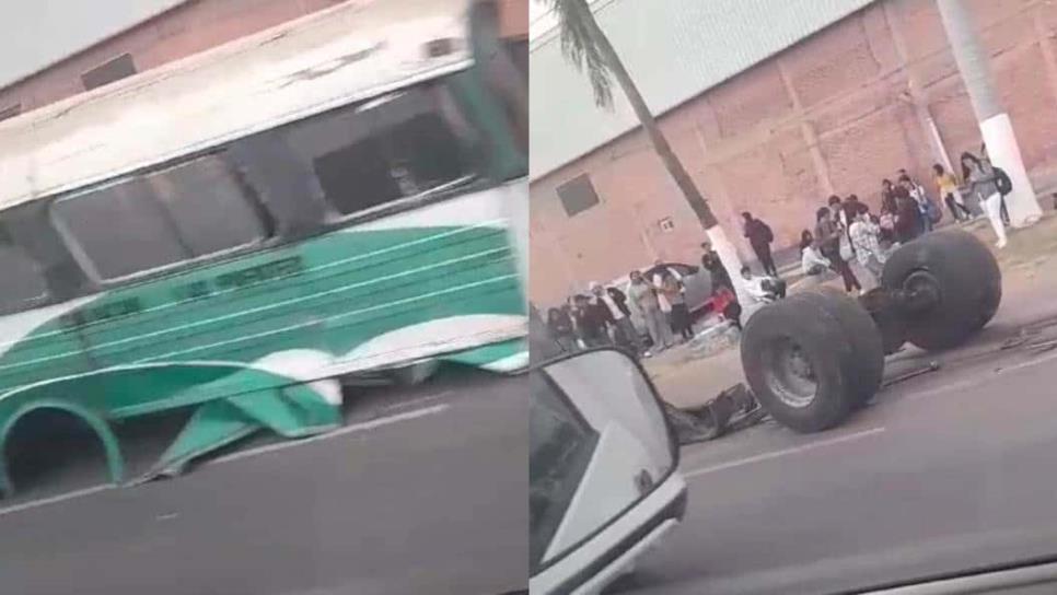 Sin llantas termina un autobús de Culiacán tras accidente