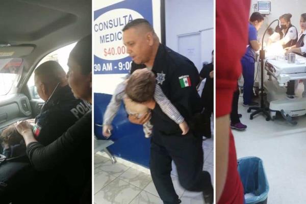 Policías de Ahome salvan a niño de 2 años de morir ahogado, había caído a una cubeta con agua