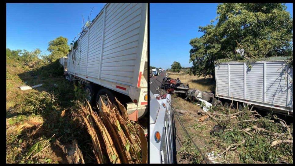 Vuelca de tráiler en la Maxipista Mazatlán-Culiacán y deja dos heridos