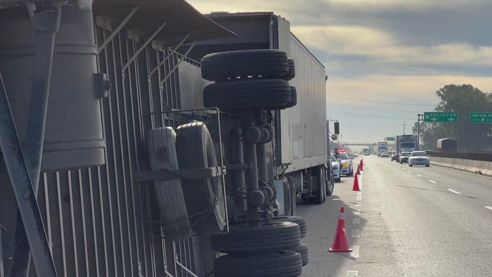 Vuelca tráiler cargado con aguacates de exportación en Juan José Ríos; no hubo rapiña