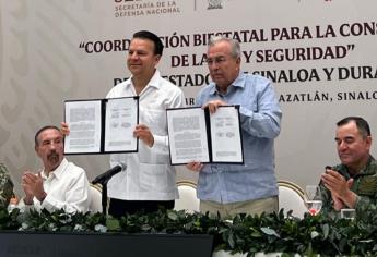 Sinaloa y Durango firman convenio de colaboración en Seguridad Pública