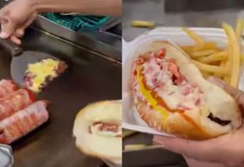 Así preparan un hot dog con chorizo en Ciudad Obregón, Sonora | VIDEO