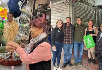 Jesús Valdez y Nubia Ramos visitan el mercado Las Flores al sur de Culiacán