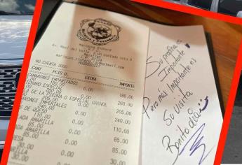 Cliente aplaude actitud de restaurante de Mazatlán ante falta de propina