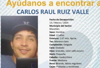 Familiares buscan a joven desaparecido en Mazatlán