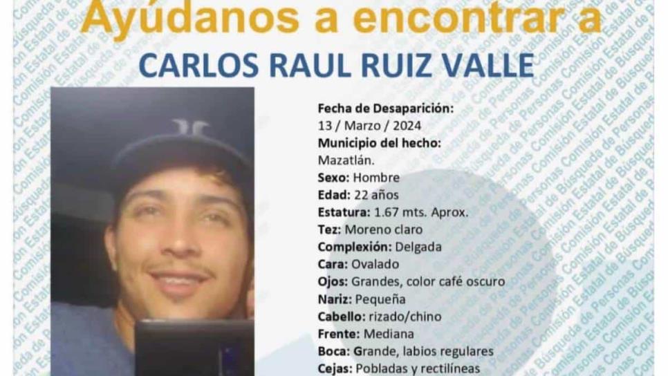 Familiares buscan a joven desaparecido en Mazatlán