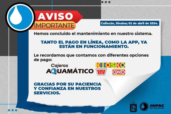 Servicio de agua ya puede ser pagado en línea, JAPAC reabre sitio web y app