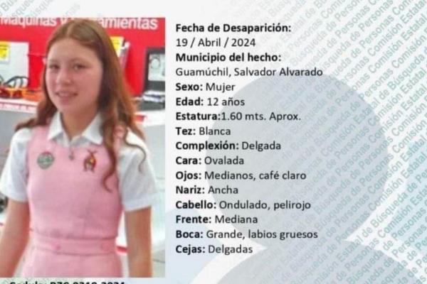 Desaparece adolescente de 12 años en Guamúchil