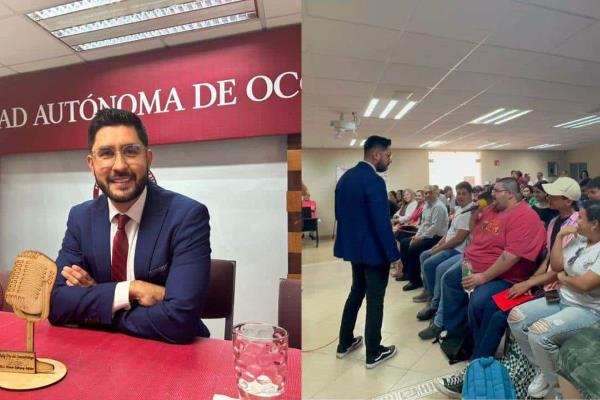 José Rodríguez regresa a casa; imparte conferencia a estudiantes de la UAdeO en Los Mochis