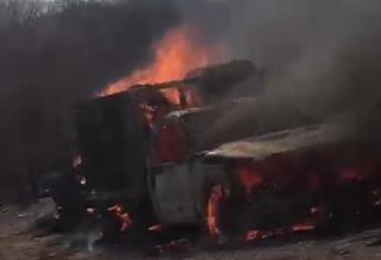 Incendio consume a una camioneta en Sanalona