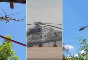 Helicóptero de la Secretaría de Marina sobrevuela comunidades de El Fuerte