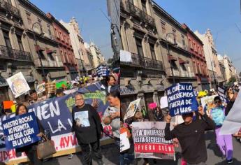 Al grito de «Fuera Cuén de la UAS» y «Presidente ayúdanos», manifestantes llegan a la Secretaría de Gobernación en CDMX 