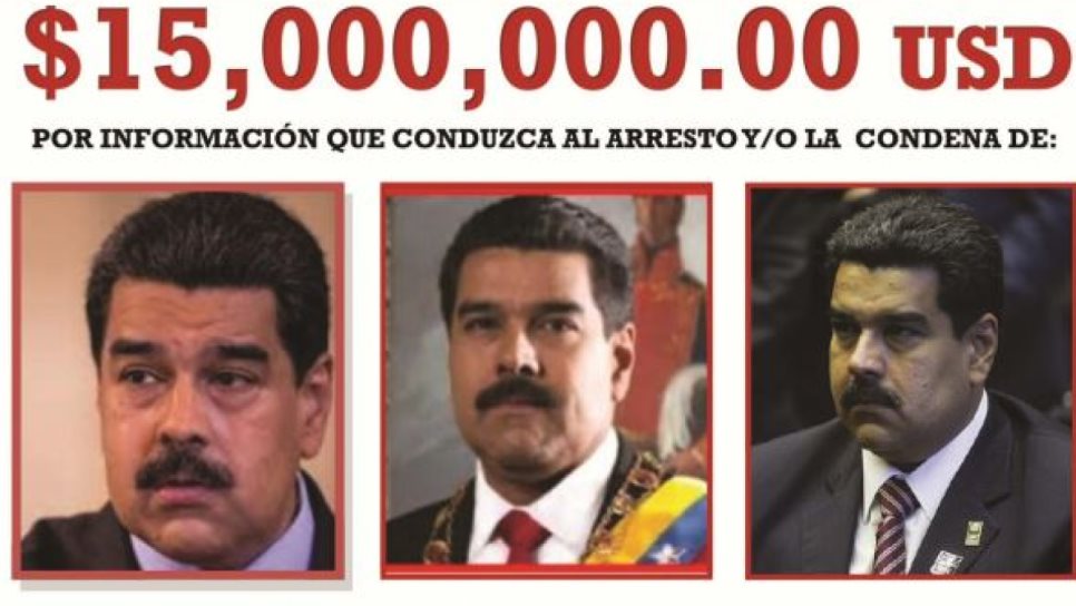 DEA ofrece 15 millones de dólares por Nicolás Maduro