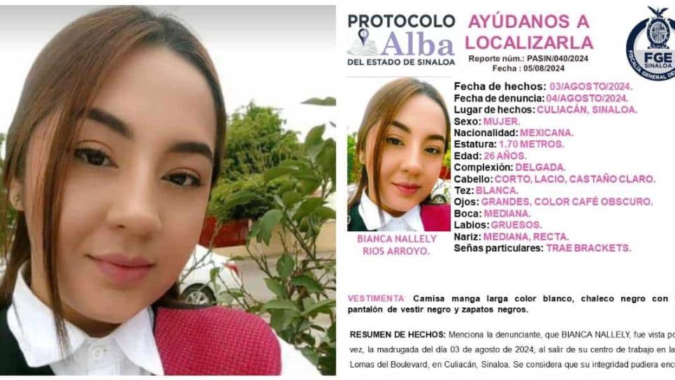 Buscan a Bianca Nallely en Culiacán, sujeto la abordó y la llevó con rumbo desconocido al salir del trabajo