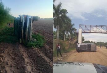 Vuelcan dos camionetas en Guasave y El Fuerte