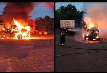 Se incendia tráiler dentro de terreno comercial en la salida sur de Mazatlán