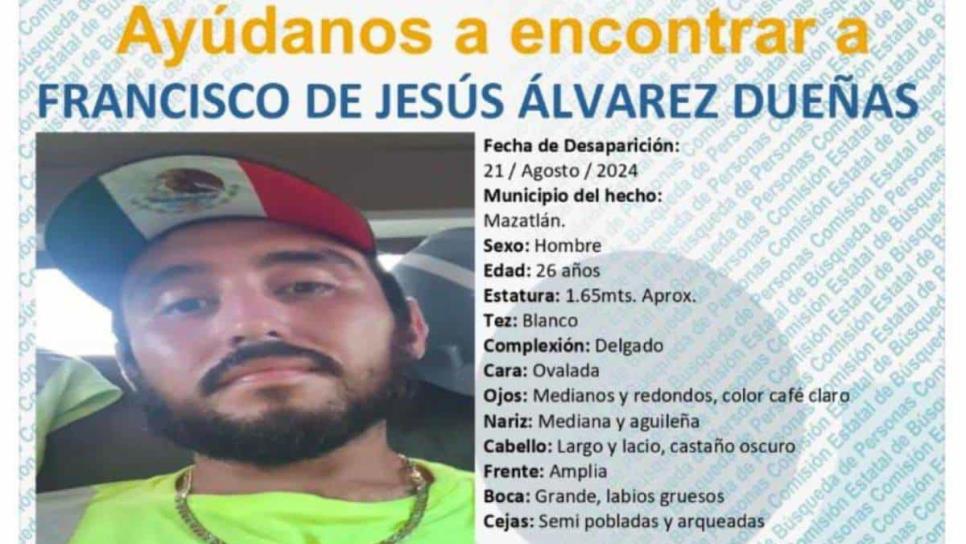 Familiares buscan a Francisco de Jesús, desprecio en Mazatlán el 21 de agosto 