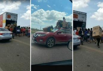 Se registra rapiña en trailers atravesados en la carretera