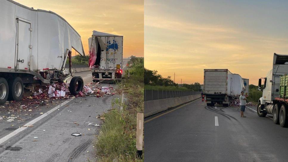 Tráiler se impacta contra otro en la Mazatlán-Culiacán y provoca cierre de la autopista 