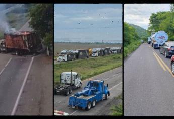 Bloquean carretera a Cosalá tras balaceras entre civiles armados y ponchallantas