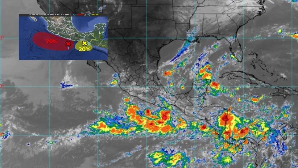 Conagua alerta por 2 zonas de baja presión con probabilidad de desarrollo ciclónico en el Pacífico 