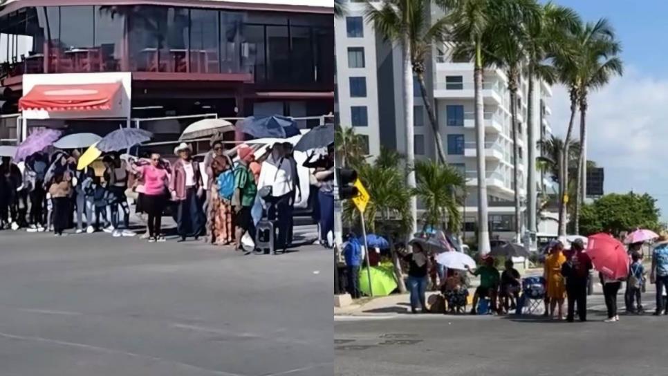 Desplazados por la violencia en la sierra de Concordia se manifiestan y bloquean avenidas en Mazatlán 