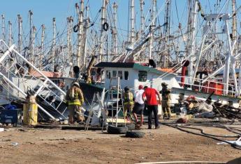 Incendio en barco camaronero deja a dos trabajadores lesionados con quemaduras