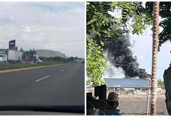 Reportan otro bloqueo al sur de Culiacán y quema de un vehículo, cerca del ejido San Román