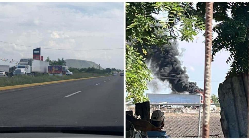 Reportan otro bloqueo al sur de Culiacán y quema de un vehículo, cerca del ejido San Román