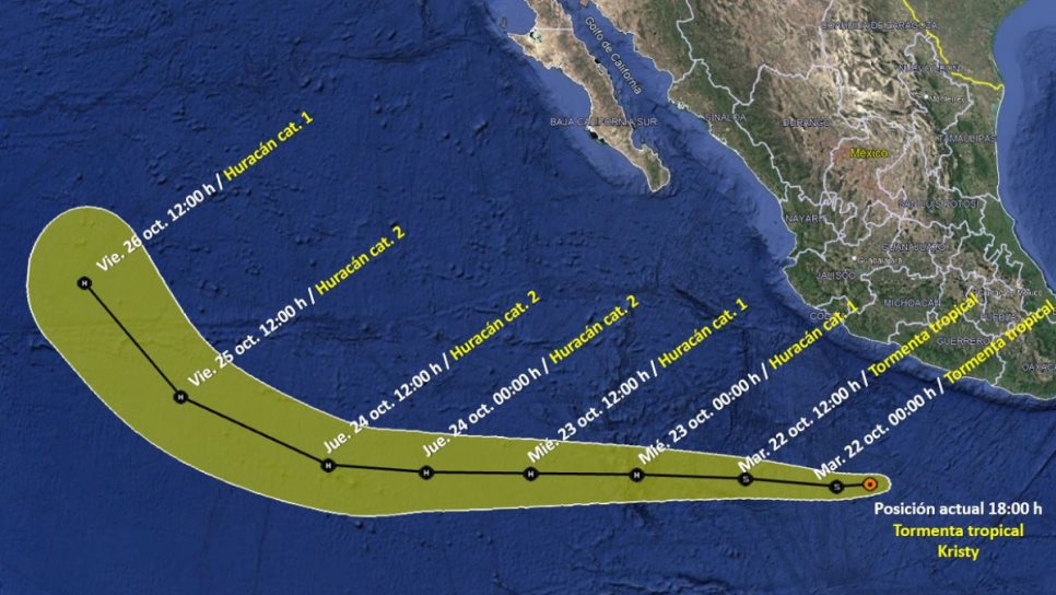 Tormenta tropical Kristy se ubica frente a Guerrero