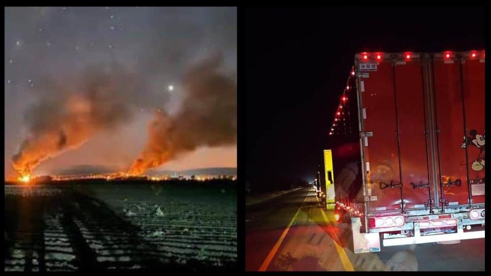 Bloquean la autopista Benito Juárez e incendian tráileres en el tramo Culiacán - Las Brisas